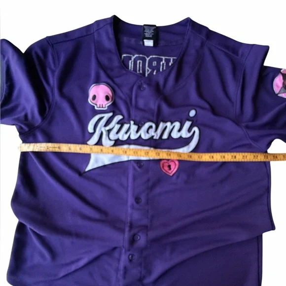 Sanrio Kuromi Jersey Purple Button Front Baseball Style Shirt, XL - Picture 8 of 9